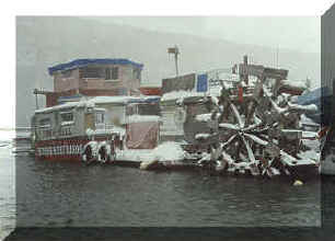 The raft Town Hall in snow in New York City